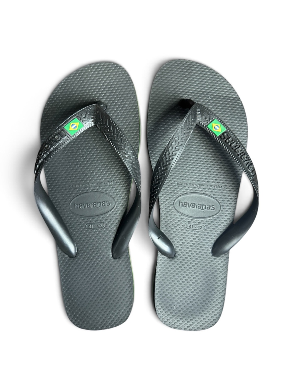 Havaianas Black Flip Flops with Brazilian Flag Detail